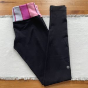 Lululemon Wunder Under Yoga Leggings Pants Pastel Pink Colorblock Black Sz 4